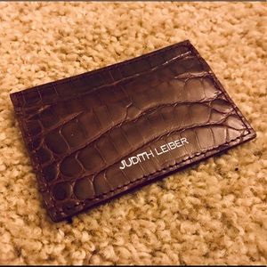 Judith Leiber Card Holder Alligator Leather